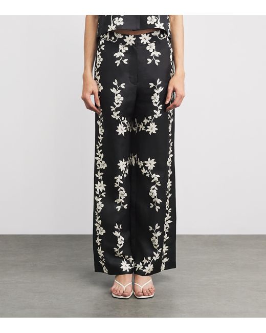 Claudie Pierlot Black Floral Wide-Leg Tailored Trousers