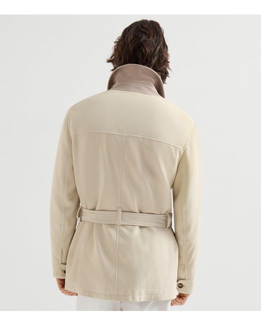 Brunello Cucinelli Natural Safari Leather Jacket for men