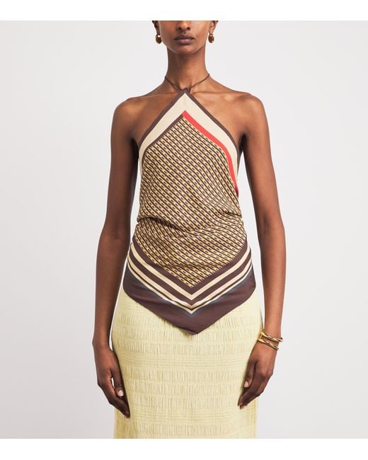 Sir Brown Satin Cooper Scarf Top