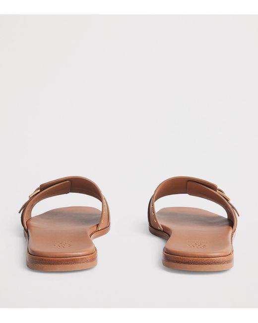 Eleventy Brown Leather Embellished Sandals