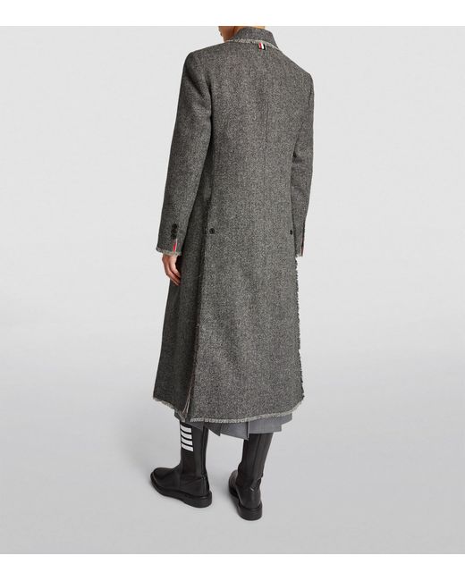 Thom Browne Gray Wide-Lapel Overcoat