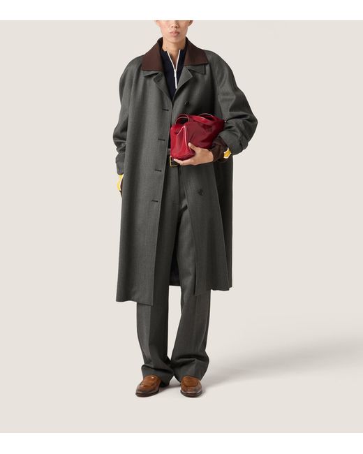 Miu Miu Black Wool Contrast-Collar Coat