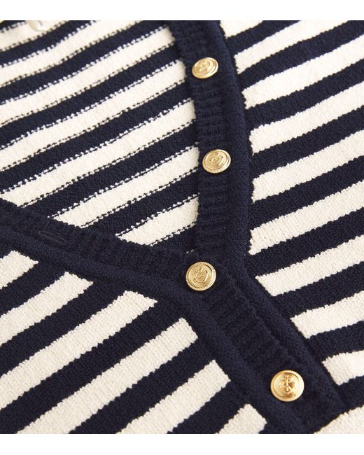 FRAME Blue Striped Short-sleeve Sweater