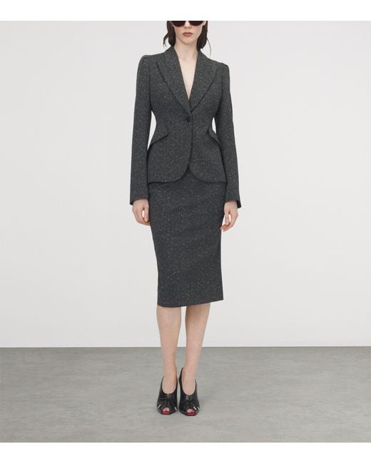 McQueen Gray Pinstripe Pencil Midi Skirt