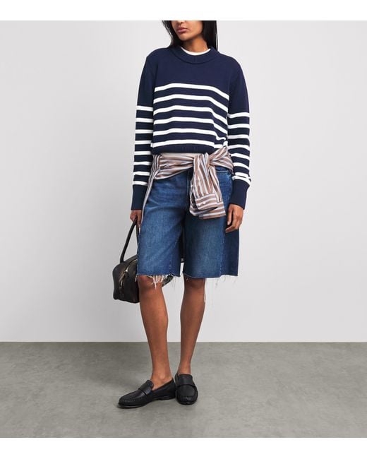 With Nothing Underneath Blue Cotton Devon Sweater