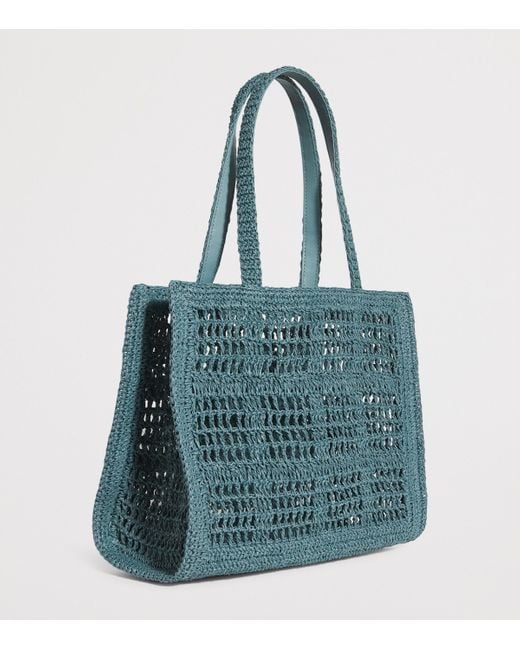 Tory Burch Blue Small Crochet Ella Tote Bag