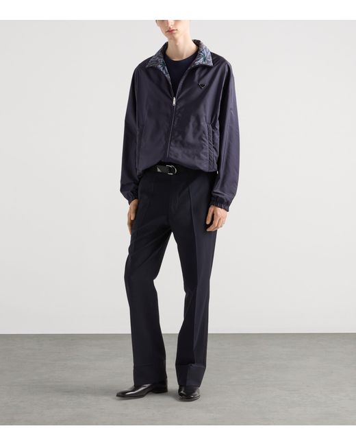 Prada Blue Reversible Re-Nylon Bomber Jacket for men