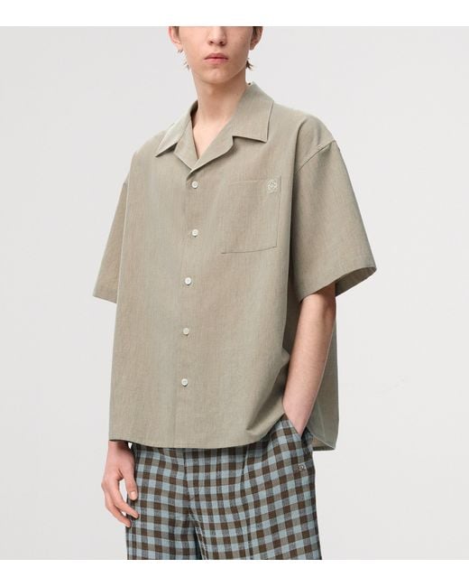 Loewe Gray Wool-Blend Anagram Shirt for men