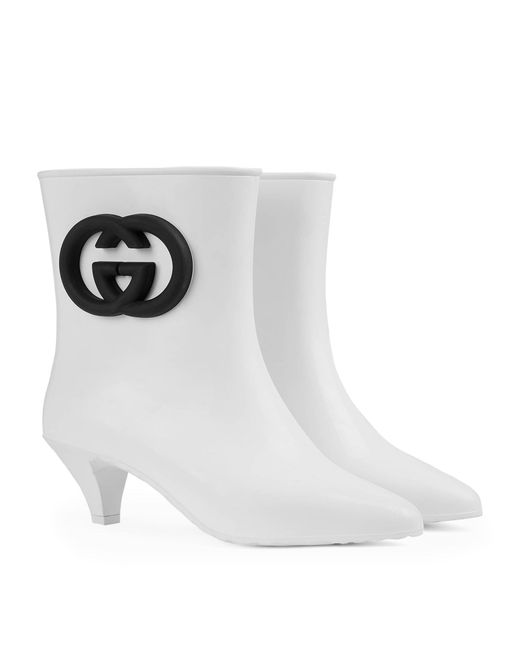 Gucci White Gene Ankle Boots