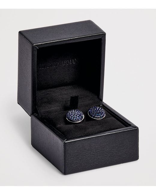 Giorgio Armani Blue Sterling Embellished Cufflinks for men