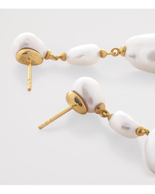 Monica Vinader White Vermeil And Pearl Nura Drop Earrings