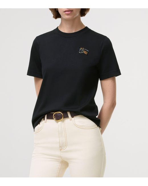 Burberry Black Cotton Equestrian Knight T-Shirt