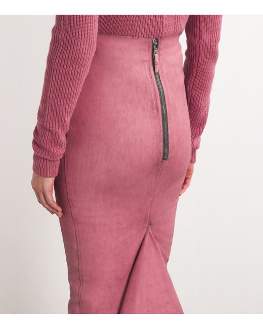 Rick Owens Pink Dyed Denim Gonna Pillar Skirt