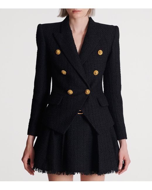 Balmain Blue Tweed Tailored Jacket