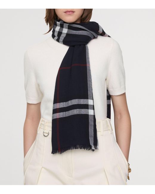 Burberry Black Wool Wide Check Scarf
