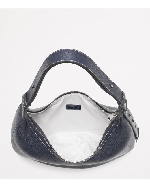 Aspinal Blue Large Soho Crescent Cross-Body Bag