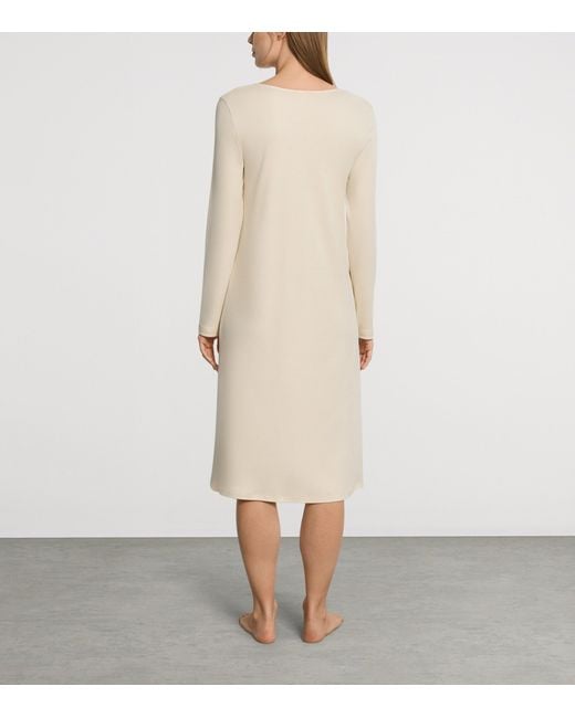 Hanro Natural Cotton Long-Sleeve Belen Nightdress