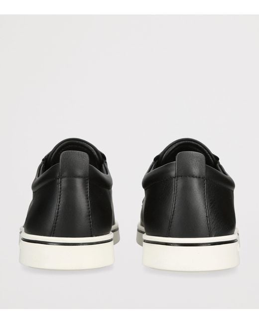 Ferragamo Black Leather Alfie Slip-On Sneakers for men