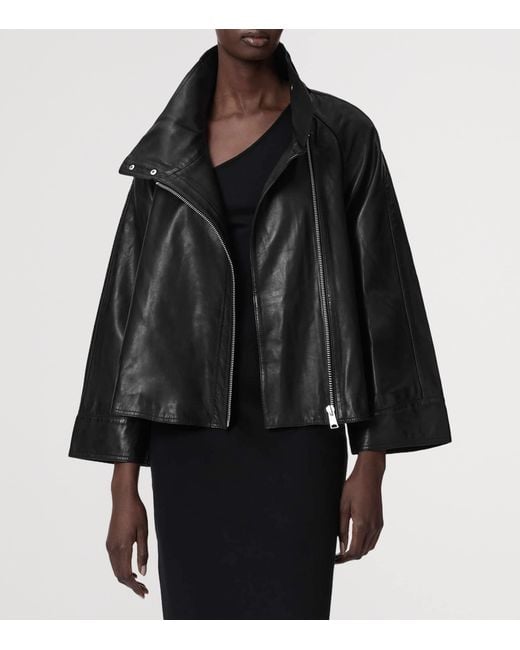 AllSaints Black Leather Rhodes Jacket
