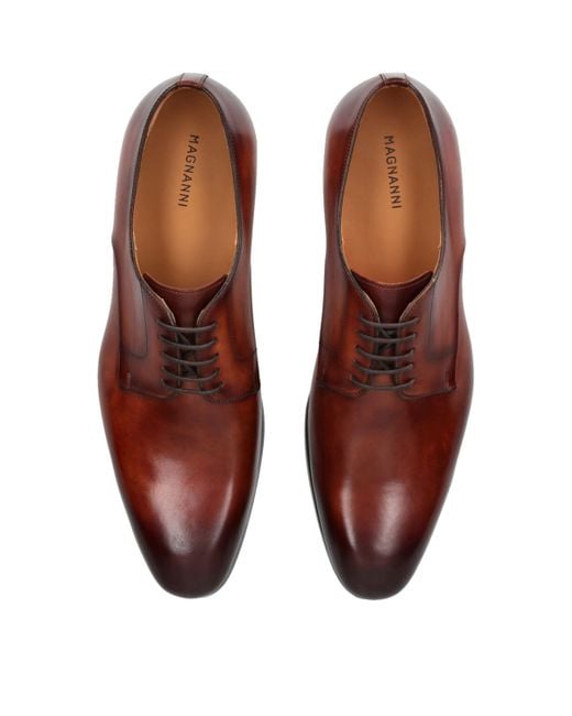 Magnanni Shoes Brown Leather Derby Shoes for men