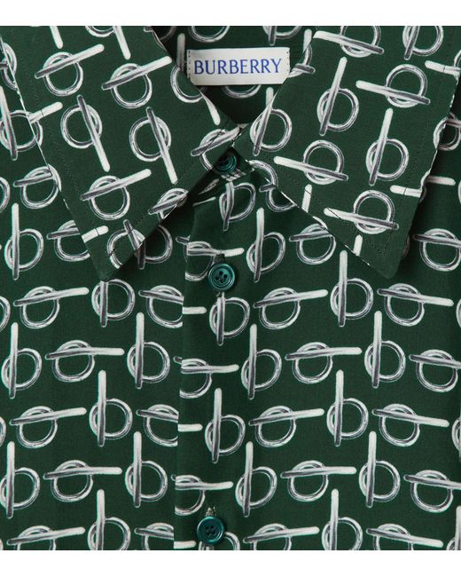 Burberry Green Silk 'b' Print Shirt