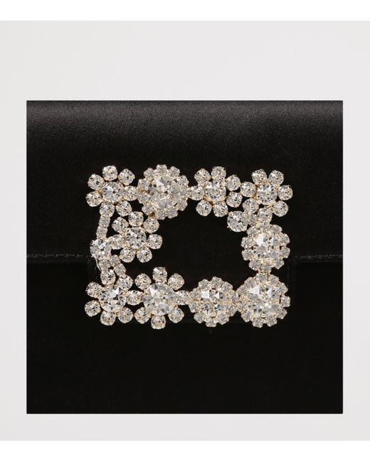 Roger Vivier Black Satin Efflorescence Envelope Clutch Bag
