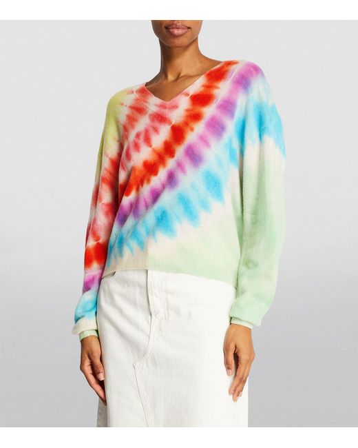 Crush Blue Cashmere Tie-dye Rainbow Sweater
