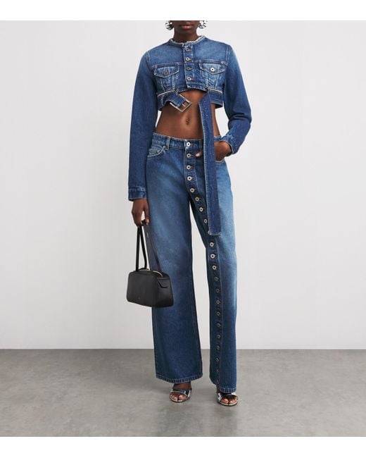 Jean Paul Gaultier Blue Button-Detail Wide-Leg Jeans