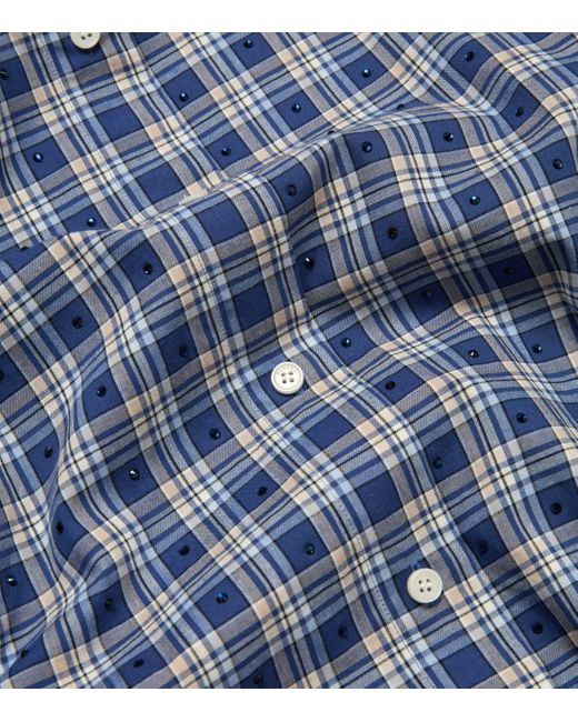 Sandro Blue Rhinestone-Embellished Check Shirt