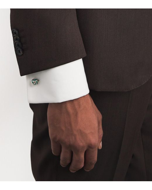 Deakin & Francis Green Sterling And Enamel Knot Cufflinks for men