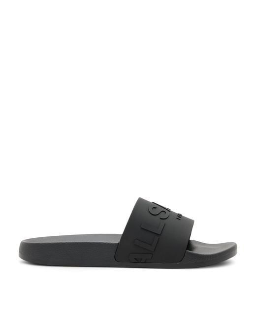 AllSaints Black Rubber Biggy Slides for men