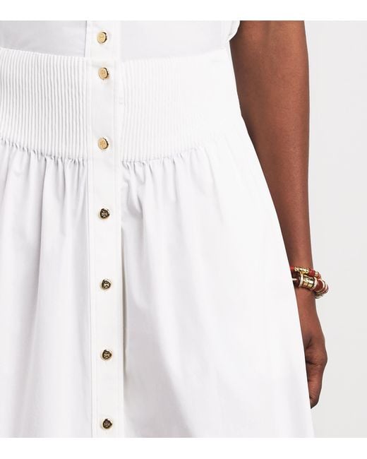 Tory Burch White Poplin Buttoned Midi Skirt