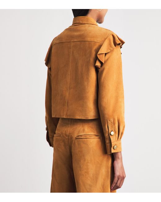 Ulla Johnson Brown Ruffled Matilde Suede Jacket