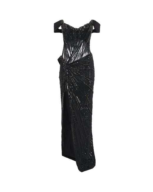 Gaurav Gupta Black Off-The-Shoulder Obsidian Crest Gown