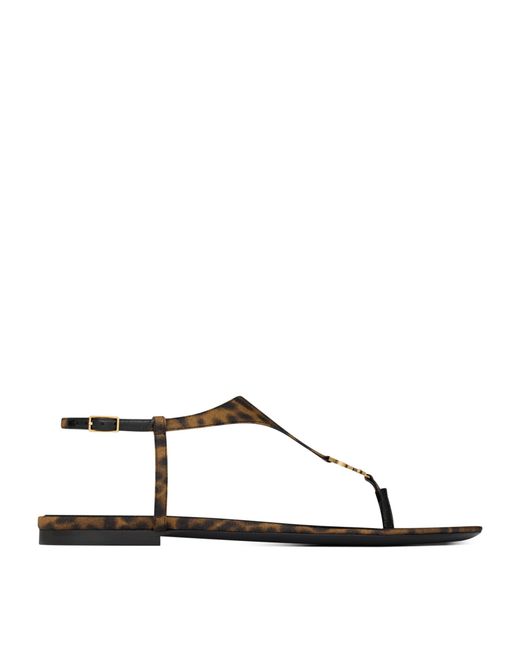 Saint Laurent Natural Leopard Print Cassandra Sandals