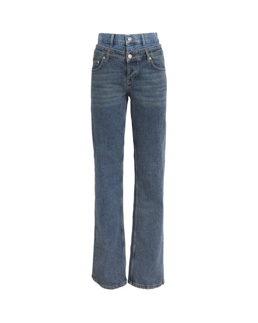 Maje Blue Double-Waistband Straight Jeans