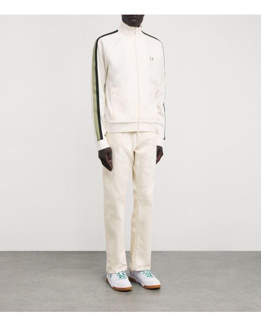 Fred Perry White Contrast-Tape Track Jacket for men