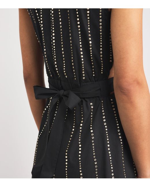 Sandro Black Cotton Embellished Maxi Dress