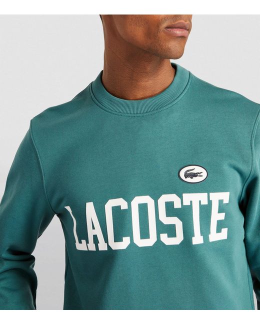 Lacoste Green Flocked-fleece Logo Sweatshirt for men