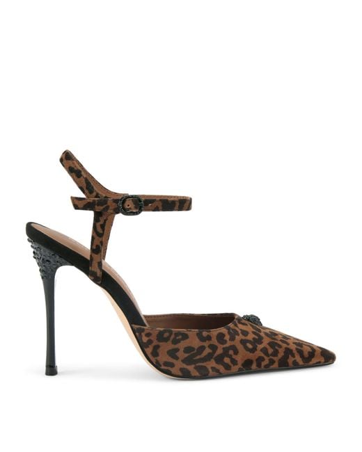 Kurt Geiger Brown Suede Leopard Print Heels 105