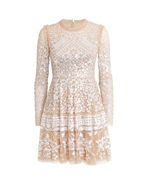 Needle & Thread Natural Aurora Mini Dress