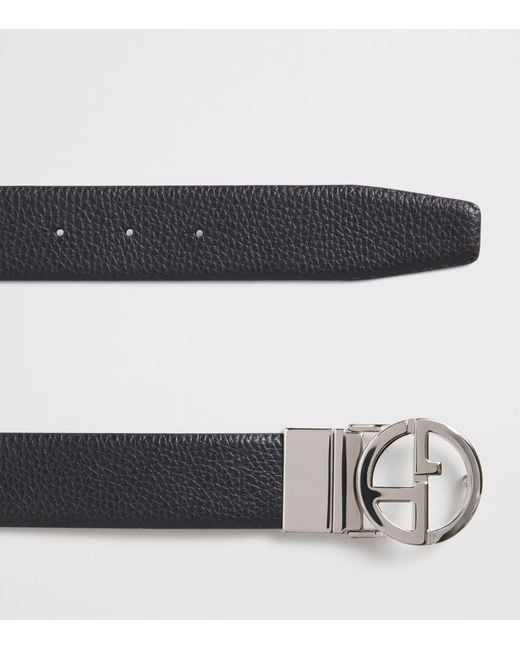 Giorgio Armani Black Leather Logo Belt for men