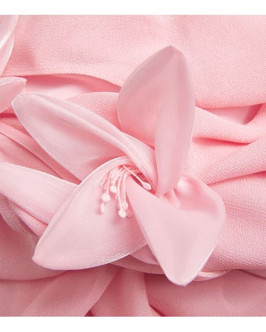 Self-Portrait Pink Flower Georgette Maxi Dress