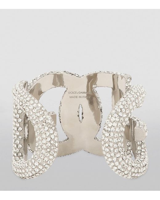 Dolce & Gabbana Metallic Embellished Dg Millennials Logo Cuff Bracelet