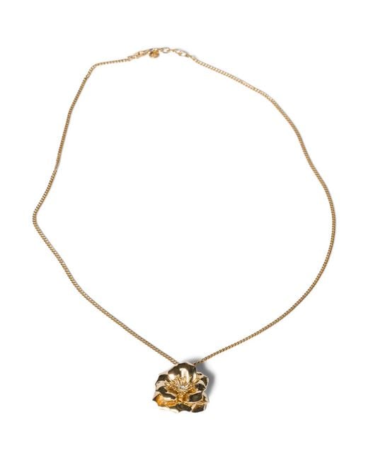 Miu Miu Metallic Flower Pendant Necklace