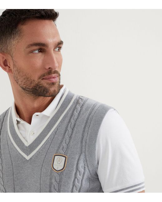Brunello Cucinelli Gray Cotton Cable-knit Sweater Vest for men