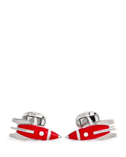 Deakin & Francis Red Sterling Enamel Rocket Cufflinks for men