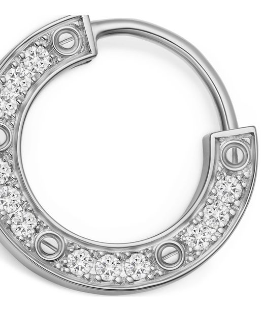 Cartier Metallic And Diamond Love Single Hoop Earring