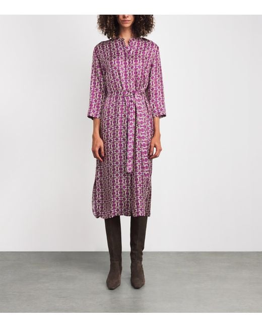 Max Mara Purple Silk Printed Midi Caftan Dress