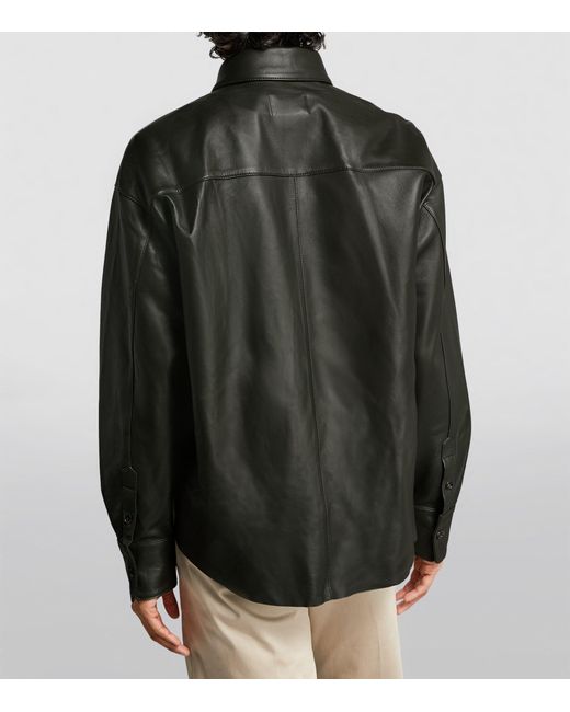 AMI Black Leather Shirt for men